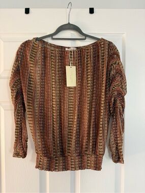 NWT: Ramy Brook metallic zig zag blouse (XS)